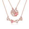 Colar S925 feminino de prata esterlina com diamantes e quatro folhas de flores, estilo Mori, com design de duas peças, corrente de clavícula