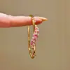 Pulsera de Flor de Diamante Rosa Melocotón Antigua Vintage con Circonita para Mujer Exquisita Brillante Dulce y Sucia Joyería