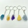 Venta Caliente Transfronteriza Gema Natural Cristal Piedra Irregular Llavero Joyería Accesorios Colgante