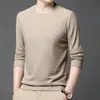 Camiseta de Manga Larga Waffle para Hombre Cuello Redondo Camiseta Básica Color Sólido para Hombres de Mediana Edad y Jóvenes Sudadera Casual