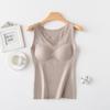 Chaleco Forrado de Polar con Almohadillas en el Pecho, Chaleco Cálido para Usar Debajo, Chaleco Térmico de Otoño e Invierno con Copa Integrada, Ropa Interior Térmica para Mujer