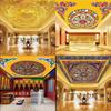 Decoración 3D Templo Loto Papel Tapiz de Techo Salón de Buda Mural Ocho Tesoros Techo de Xizang Cobertizo Mural de Fondo Nube Xiangyun Papel Tapiz