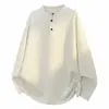 Camiseta Texturizada de Manga Longa com Gola Henley, Moletom Estruturado da Moda Masculino Plus Size - Lançamento Outono/Inverno 2026