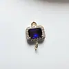 Acessórios para joias diy cobre cravejado zircônia cristal de vidro quadrado pingente duplo brincos colar materiais artesanais