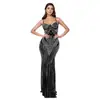 C7153 Transfronterizo Aliexpress Amazon Moda Europea y Americana Vestido Ajustado sin Mangas con Tira de Pedrería para Mujer