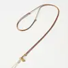 Cuerda Colgante de Perlas Redondas Cuerda de Cuero Hecha a Mano Hebilla de Seguridad Dorada para Hombres y Mujeres Ajustable Estilo Delgado Cuerda de Collar Cadena de Suéter Venta al por Mayor