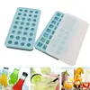Molde de silicone para cubos de gelo de 32 cavidades, hóquei no gelo, cubo de gelo redondo, caixa de gelo caseira, congelador rápido doméstico