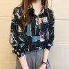 Camisa Estampada de Gasa de Manga Larga Estilo Hong Kong Retro para Mujer 2026 Diseño Holgado Camisa Estilo Hong Kong