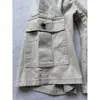 Pantalones Vaqueros de Bolsillo de Nuevo Diseño de Moda, de Longitud Media, Control de Abdomen, Pierna Ancha Holgada, Color Beige, Pantalones Cortos para Mujer para Ropa de Exterior