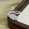 Anillo Abierto de Flor de Pavo Real Azul Soñador Esmaltado Gota de Aceite para Mujer Exquisito Dulce Fresco Anillo de Gama Alta