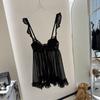 Lencería Sexy con un Estilo Puro y Atractivo, Fruncida y Transparente, Vestido Camisón Sexy de Malla con Volantes para Mujer, Camisón Atrevido para Bustos Pequeños