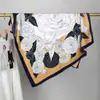 Estoque Pronto do Fabricante Lenço Quadrado de Seda Sarjada 90cm, Luxo Acessível da Moda Estampado Elegante Turbante Decorativo para Senhoras