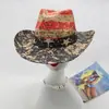 Chapéu de Cowboy Ocidental Mais Vendido na Amazon Transfronteiriço com Estampa Estilo Vintage para Homens, Estilo Chapéu para Exterior, Chapéu de Palha, Chapéu de Palha de Cavaleiro