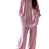 Pijama de Algodón Nube Estilo Ins para Mujer de Primavera y Otoño, Conjunto Suelto de Ropa de Casa de Manga Tres Cuartos con un Diseño de Alta Gama e Incluye una Goma para el Cabello