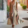 Moda Femenina Nueva Primavera/Verano Marca Independiente Europea y Americana Transfronteriza Minimalista Elegante Holgado Cuello en V Estampada Botón Diagonal Vestido Camisa G956