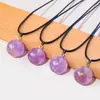 Pendente de Bola de Cristal Natural Rosa Cristal Ametista Colar Criativo DIY Corrente de Suéter Pingente de Joia de Cristal Atacado