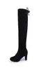 Botas Largas por Encima de la Rodilla de Comercio Exterior Otoño e Invierno 2021 Tacón Grueso Europeo y Americano Elásticas Botas de Piel para Mujer Botas de Mujer