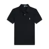 Camisa polo para hombre transfronteriza, color liso estilo de negocios, polo casual bordado RL de manga corta con pequeño logo de caballo