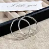 Pendientes de Aro Doble Lisos de Plata Auténticos de Alta Gama, Únicos y Exagerados, Hacen que el Rostro Parezca Más Pequeño, Lujo Ligero, de Nicho, Estilo de Alta Gama para Mujeres