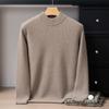 Suéter de Cashmere Puro Espesso de Fio Duplo para Homens, Gola Alta Meia, Jacquard Ponto Milho, Suéter de Tricô Casual de Negócios