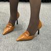 Novedad Primavera y Otoño 2026 Zapatos de Tacón Alto Puntiagudos Negros de Cuero Hueco Zapatos de Boca Baja para Mujer Tacón Delgado Huecos Sexy Zapatos de Salón