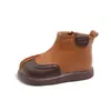 Botas de Cuero Sintético Estilo Británico para Niñas con Punta Dividida, Botas Martin Nuevas de Invierno para Bebés, Botines para Niños, Zapatos de Algodón Forrados de Felpa para Niños