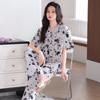 Pijama Feminino Verão Algodão Feminino 2025 Novo Verão Manga Curta Calça verde abacate Roupa de Casa Verão