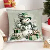 Funda de almohada Temu Transfronteriza Más vendida Temática Navideña Muñeco de Nieve Regalo Decoración del Hogar Estampado Digital Funda de Cojín
