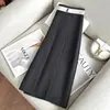 Cinturilla de color contrastante, bordado exquisito, nuevo diseño de otoño de cintura alta adelgazante en línea A, falda bodycon plisada para mujer