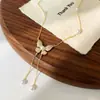 Estilo Francés Lujo Ligero Elegante Temperamento de Hada Cadena para Clavícula Brillante de Perlas de Alto Nivel con Borla de Mariposa Collar de Moda Versátil