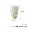 Xícara de Chá Moji Porcelana Branca Boca de Flor Pintada à Mão Conjunto de Chá Kung Fu Xícara de Chá Borboleta Pintada em Subglaze Doméstica Xícara de Chá de Cerâmica Xícara de Fragrância