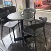 Juego de Plástico para Reuniones de Ocio al Aire Libre con Mesa Redonda Pequeña y Sillas para Balcón, Popular en Cafeterías de Té de Leche de Moda, Mesa de Comedor Simple para Uso al Aire Libre