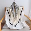 Lenço Quadrado Listrado Estilo Coreano JM, Lenço de Seda Falsa, Lenço Decorativo de Pescoço para Camisa de Trabalho Profissional, Xale, Simples e Elegante, Versátil