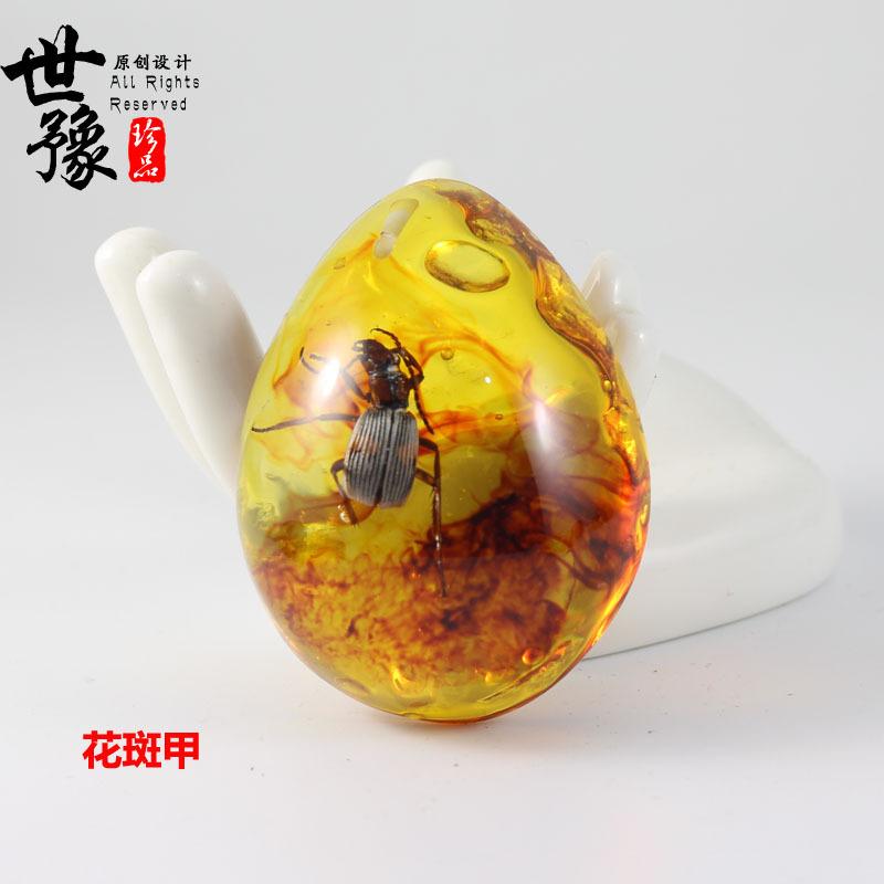 琥珀虫珀吊坠挂件 真昆虫蝎子蝴蝶标本蜜蜡吊坠 速卖通