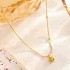 Collar de Cuentas Doradas de la Suerte de Diseñador de Nicho, Cadena de Cuentas Redondas, Estilo de Lujo Ligero Europeo y Americano Transfronterizo, Cadena de Hueso de Serpiente Estilo Coreano