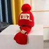 Conjunto de Bufanda y Gorro de Punto Estilo Coreano para Niños, Set de 2 Piezas para Niños y Niñas, Letras Bordadas, Color Sólido, Gorro de Bebé Versátil para Invierno