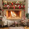 2024 Nuevo Tapiz de Chimenea Navideña de Exportación Diseño de Escenario de Amazon Tela de Fondo de Papá Noel Retro Pared