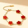 Set de collar de trébol de cinco hojas, collar de acero inoxidable de titanio, pulsera, pendientes, juego de joyería chapado en oro de 18 quilates
