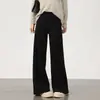Moda Versátil de Principios de Primavera Pantalones de Pierna Ancha de Cintura Alta para Mujer, Pantalones Casuales de Traje de Lana Rectos Estrechos para Mujer Petite