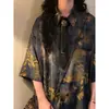 Camisa de estampado completo estilo París francés para hombres y mujeres, unisex, versión coreana, estampado floral maduro, cárdigan con cuello, ropa de playa