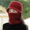 Sombrero para personas de mediana edad y mayores para mujer, madre, otoño e invierno, sombrero de piel de conejo, engrosado, sombrero de lana tejido para señora mayor, abuela