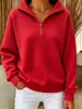 Moda femenina transfronteriza europea y americana 2026: nueva sudadera con cremallera estilo TikTok, cuello semi-alto, tejido de gofre, corte holgado, top de color liso