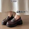 Mocasines de cuero genuino con plataforma gruesa para mujer, en stock, versátiles, cómodos, no cansan los pies, adecuados para ir al trabajo, tacón grueso, zapatos pequeños de cuero