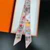 Bufanda de corbata estampada delgada de nuevo estilo para mujer, bufanda larga estrecha de seda estilo coreano para combinar con camisas, accesorio envolvente de moda