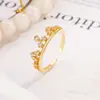 Anillo de Corona Súper Brillante de Circonita para Mujer, Lujo Ligero, Estilo de Gama Alta, Apilable, Joyería de Anillo Abierto Ajustable para Dedo Índice