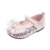 Sapatos de Princesa para Meninas com Strass Brilhante, Laço, Pérola e Decorações de Cristal, Novos Sapatos de Couro Macio para Crianças para Combinar com Vestidos