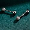 Pendientes de plata de ley 925 con hebilla de tornillo para mujer, estilo simple y frío, con cuentas esmeriladas, anticaídas, con doble cara delantera y trasera.