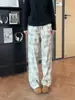 Pantalones casuales a cuadros de estilo retro japonés transfronterizos con cintura elástica y cordón para hombre y mujer, pantalones anchos rectos holgados en un estilo relajado