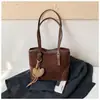 Bolso de mano retro de ante de comercio exterior para mujer, moderno diseño color block, bolso de hombro casual de gran capacidad para el trabajo