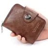Nueva Cartera para Hombre Cuero Encerado Retro Europeo y Americano Hebilla Magnética Cartera tipo acordeón Gran Capacidad Bolsa para ID Billetera para Monedas Transfronteriza